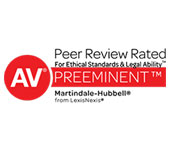 AV Preeminent Rating, Peer Review Rated for Ethical Standards & Legal Ability, Martindale-Hubbell from LexisNexis